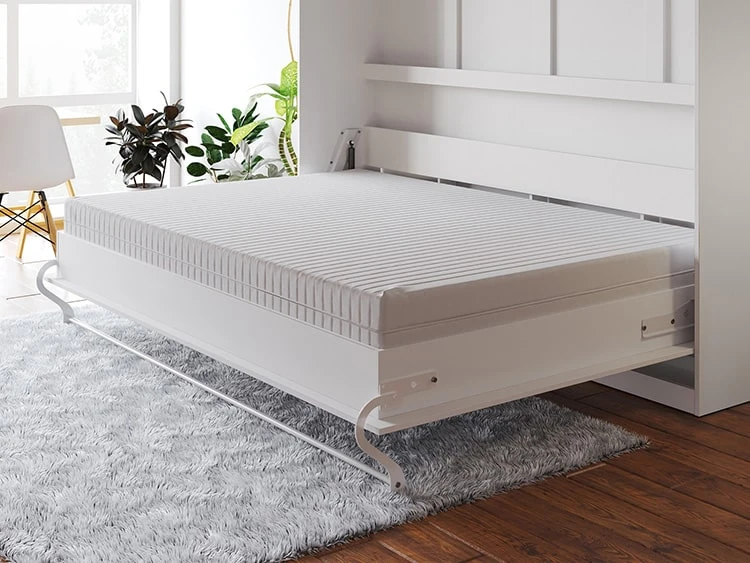 Łóżko w szafie 120x200 Poziome (Standard 45 cm głębokość) Beton / Biały Połysk picture 12