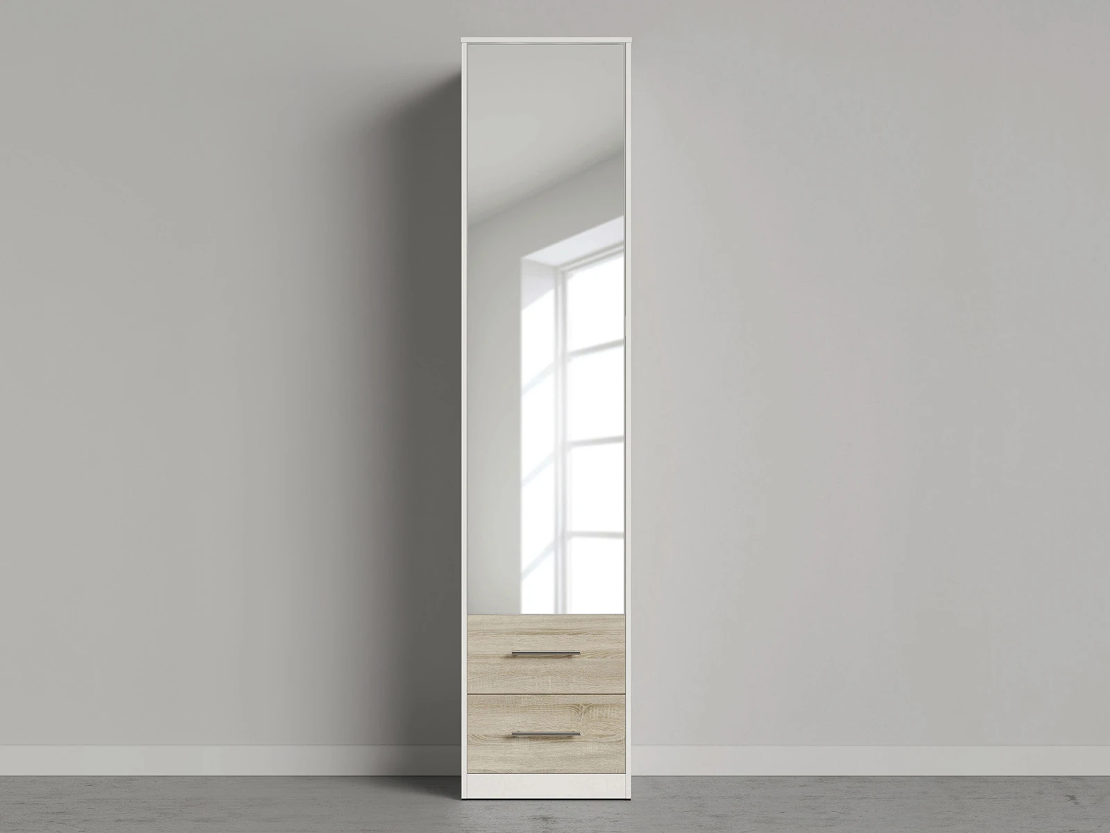 Łóżko w szafie SET 140x200cm Pionowe + 2x Szafa Biały/Dąb Sonoma z Lustrem picture 3