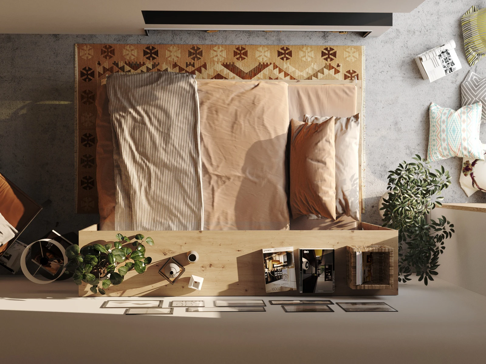 Łóżko w szafie 140x200 Poziome (Standard 45 cm głębokość) Dziki Dąb picture 8